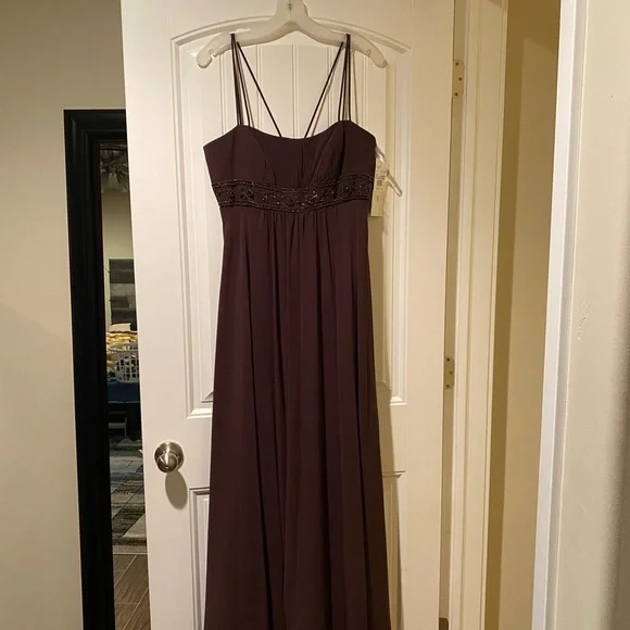 coffee brown bridesmaid dresses Berylove Women Halter Formal Dress Coffee Sleeveless Satin Mermaid Maxi Dress, Coffee / US22W